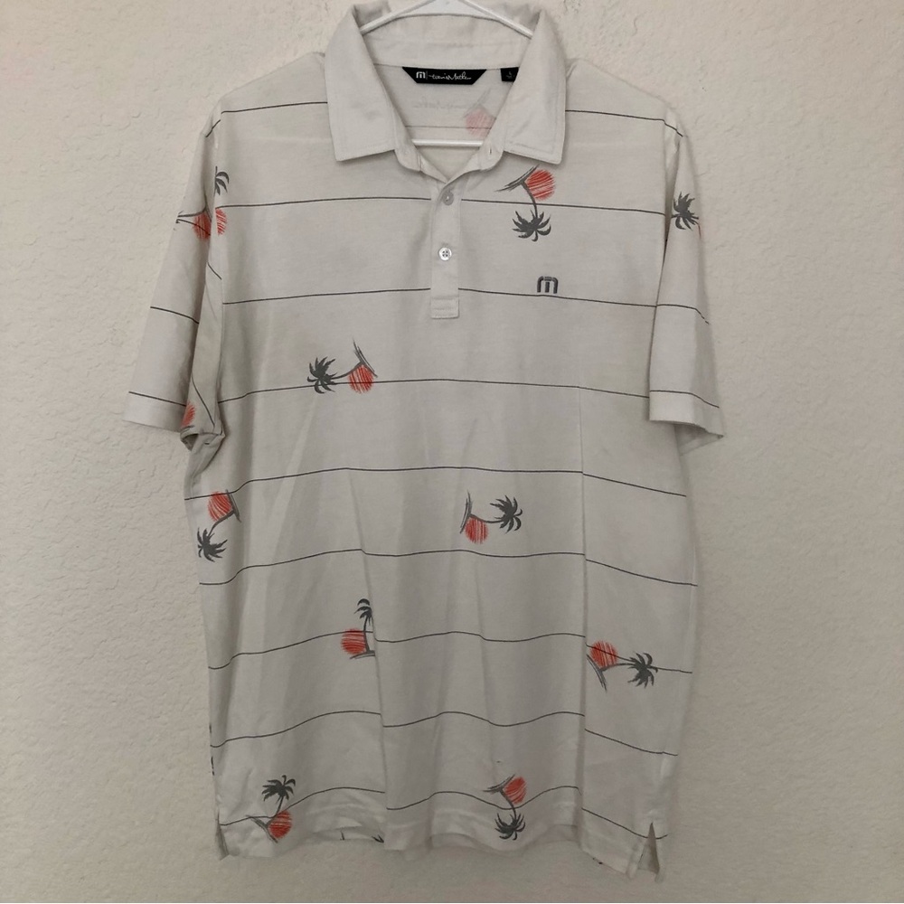Men’s Travis Mathew Polo Shirt Palm Tree Print Short Sleeve